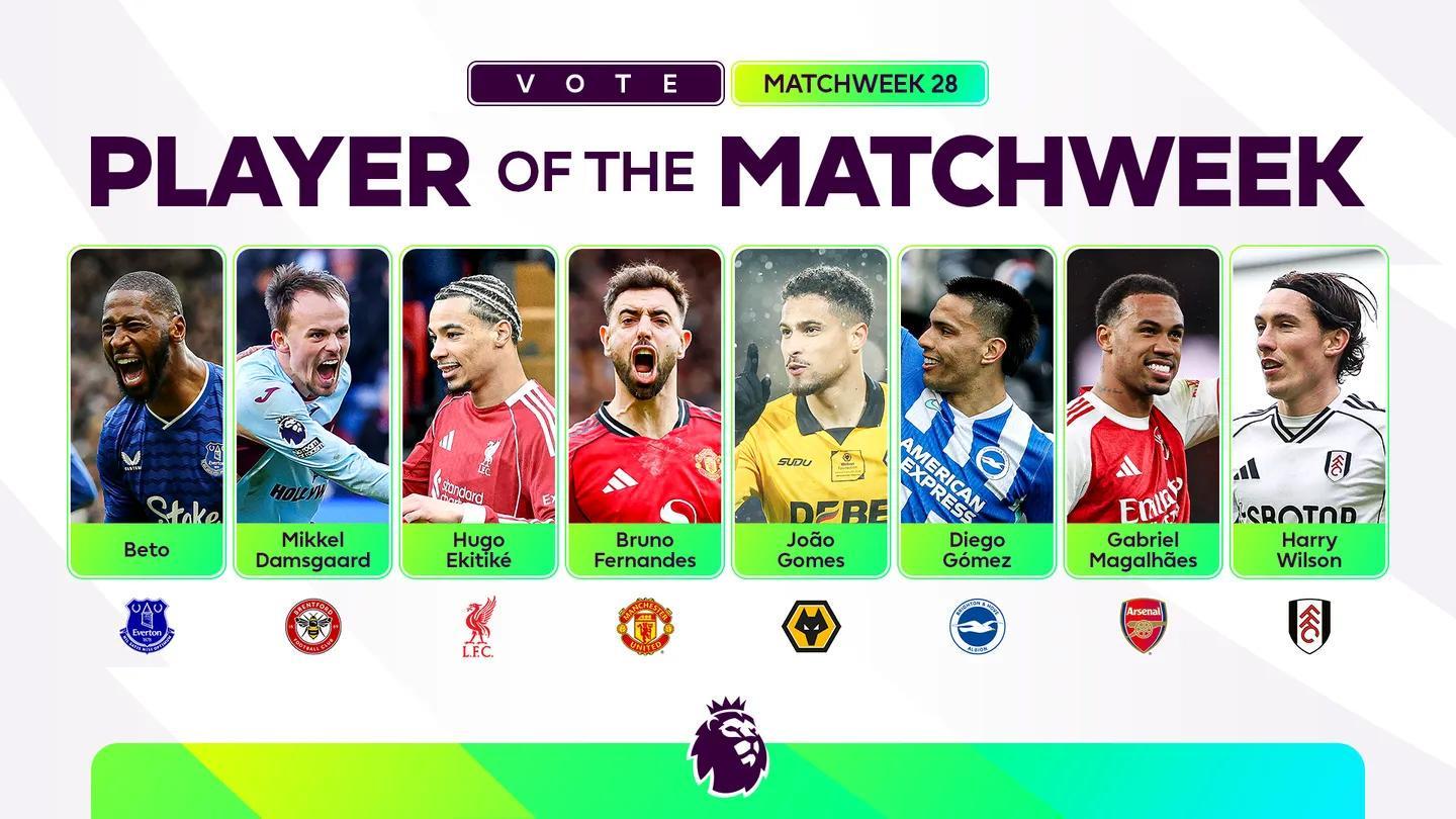 英超第28轮最佳球员候选:埃基蒂克、B费、加布里埃尔在列